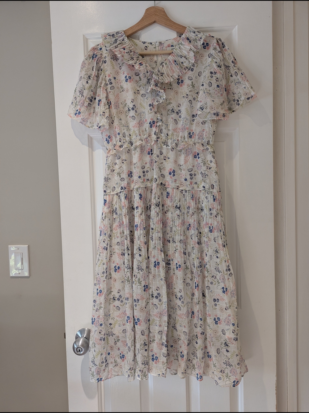 Coquette Romantic Cottagecore Floral Ruffle Chiffon Midi Dress Soft Girl Prairie